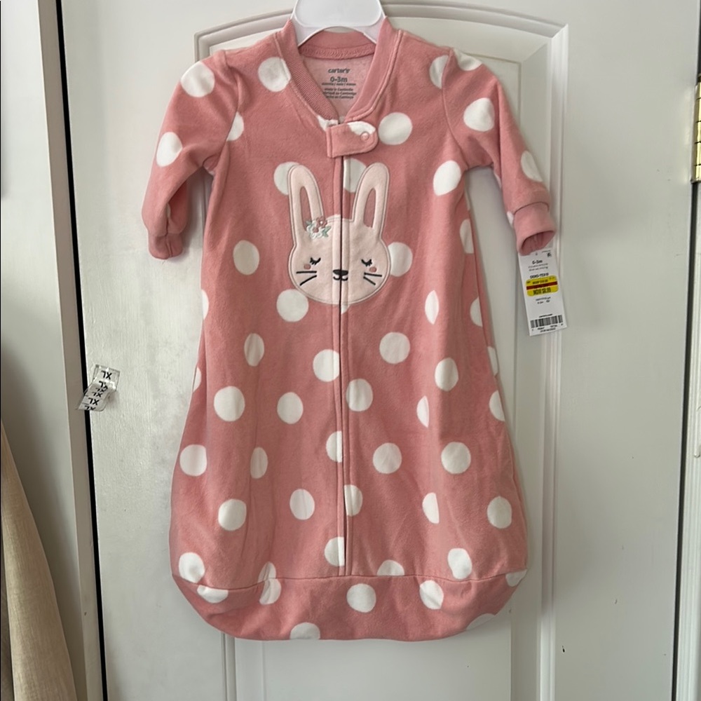 Carter’s Girl’s pink polka dots, bunny sleep sack